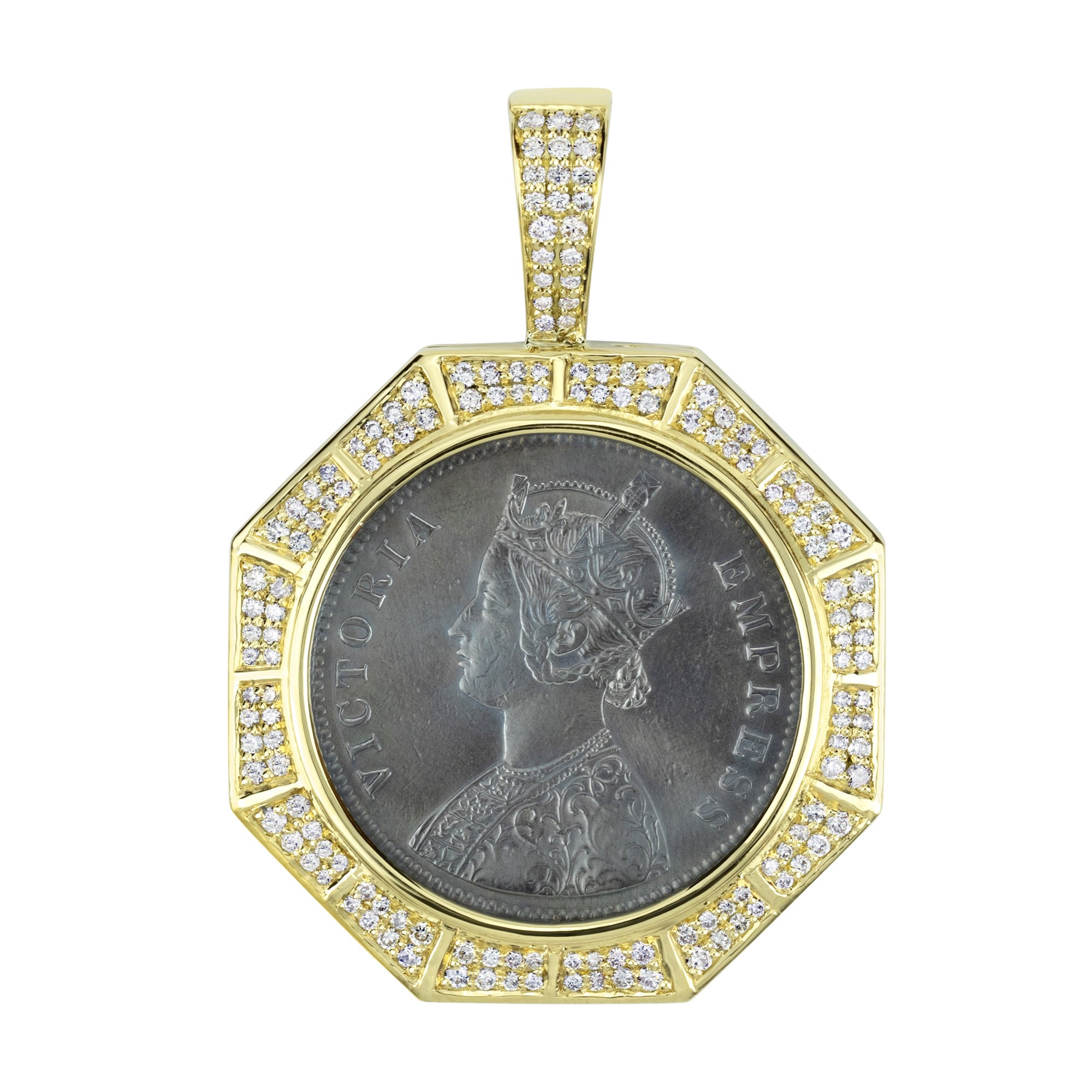 Pendant - Silver Coin And Diamond (56BM) | Singhvi Jewels