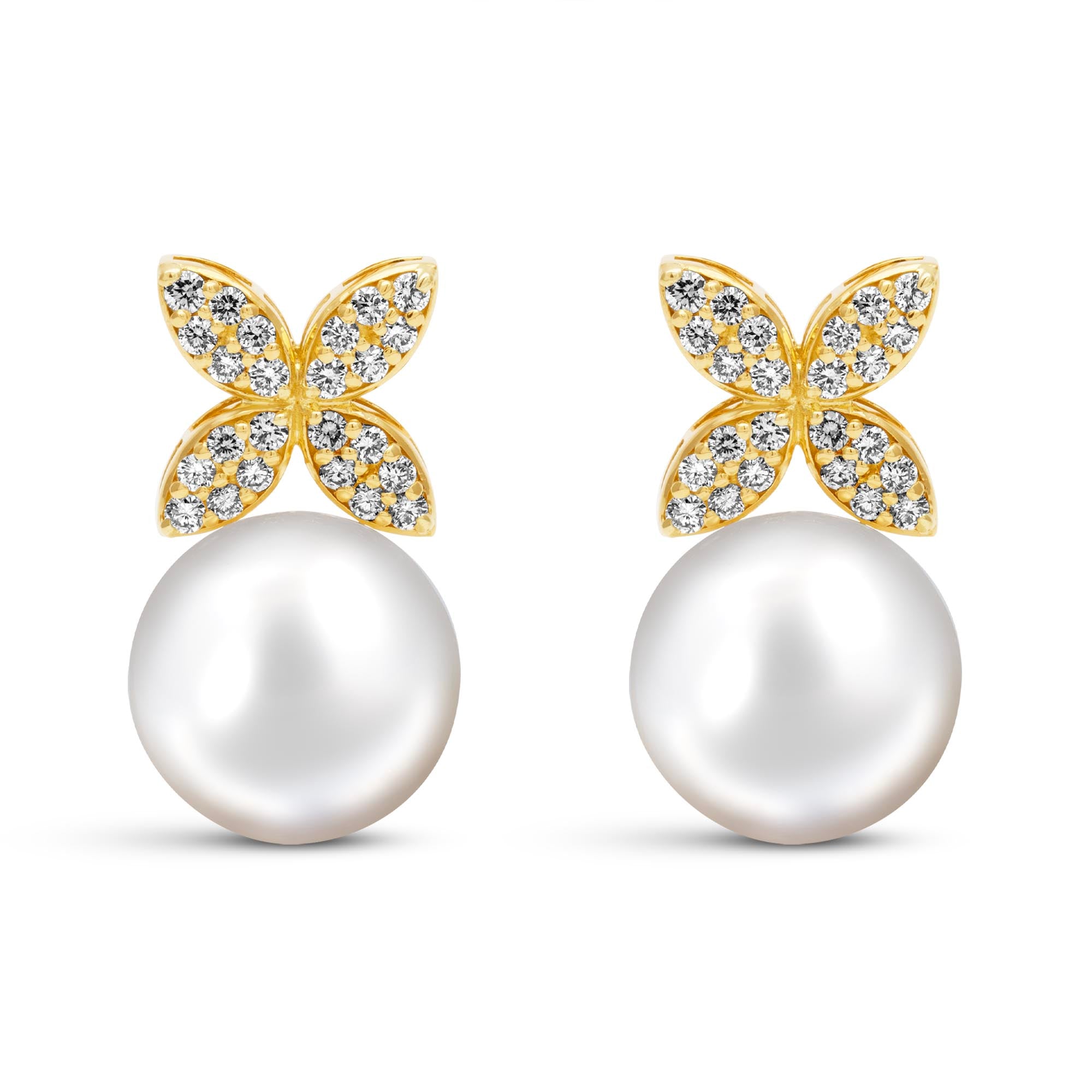 Earrings - Freshwater Pearl And Diamond