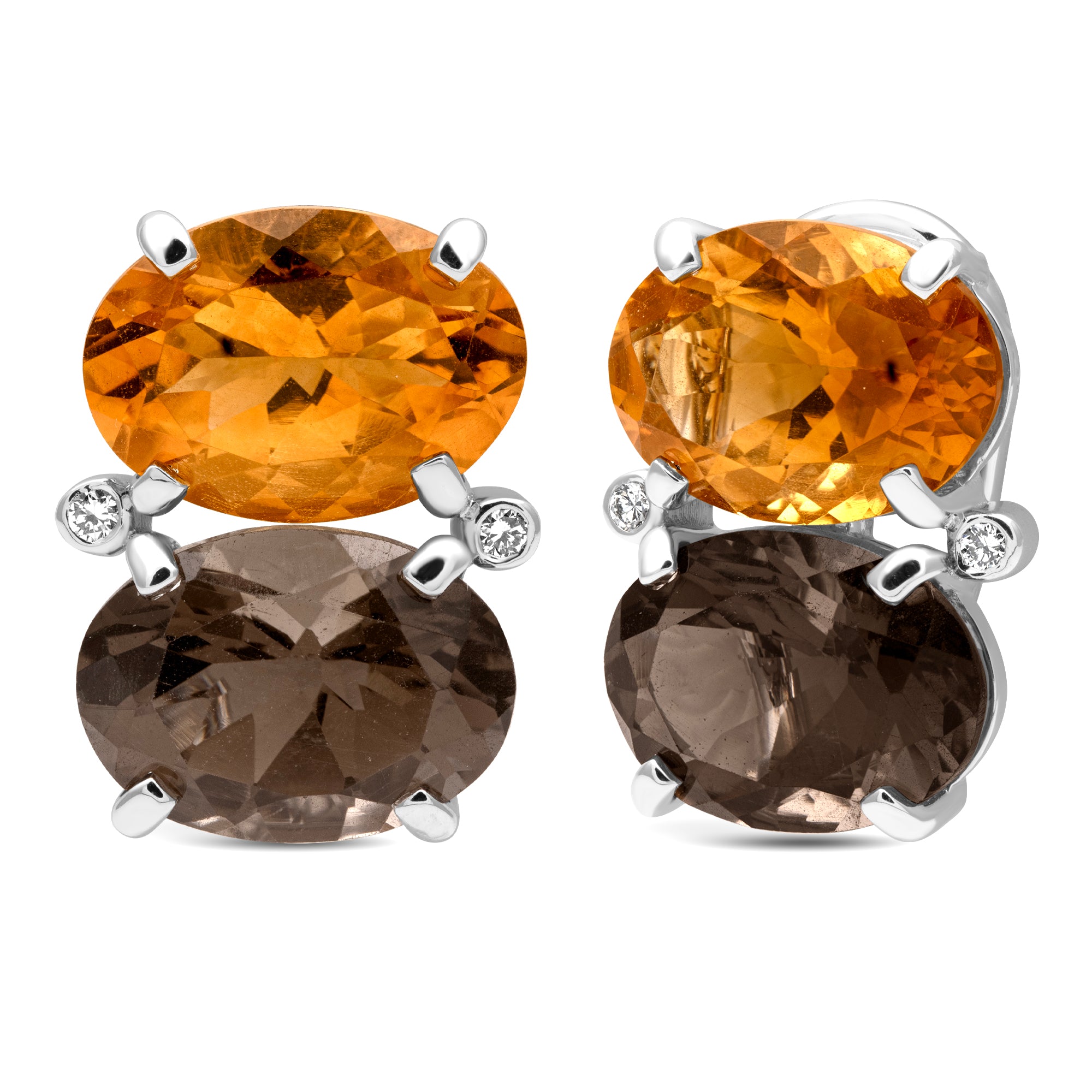 Earrings - Citrine, Smoky Quartz And Diamond | Singhvi Jewels