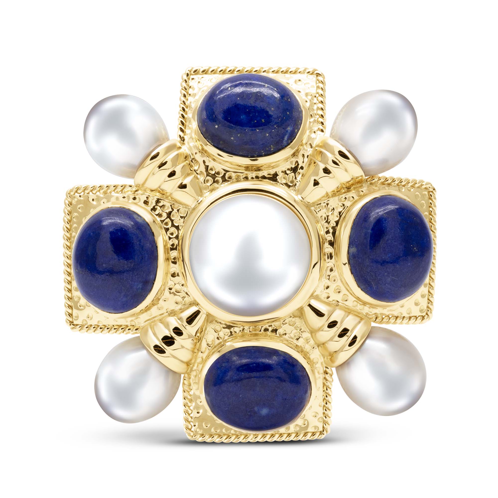 Brooch - Lapis Lazuli And Pearl | Singhvi Jewels