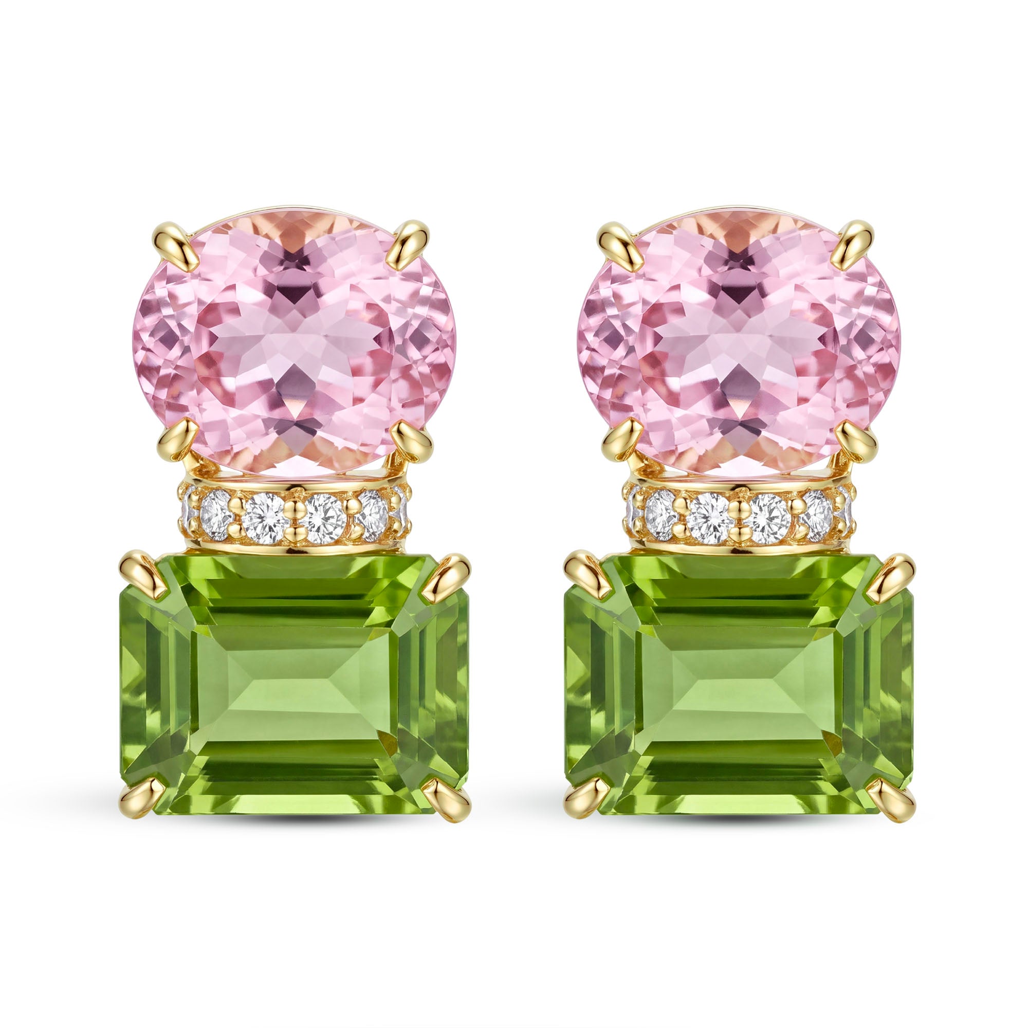 Earrings - Peridot, Kunzite And Diamond | Singhvi Jewels