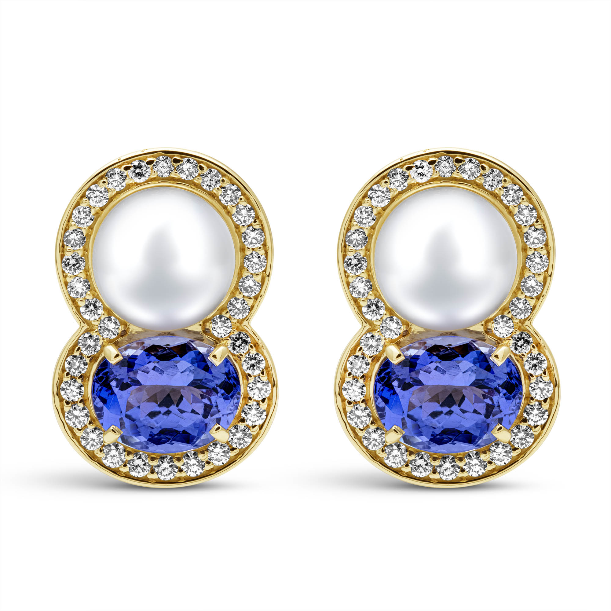 Earrings - South Sea Pearl, Tanzanite And Diamond | Singhvi Jewels