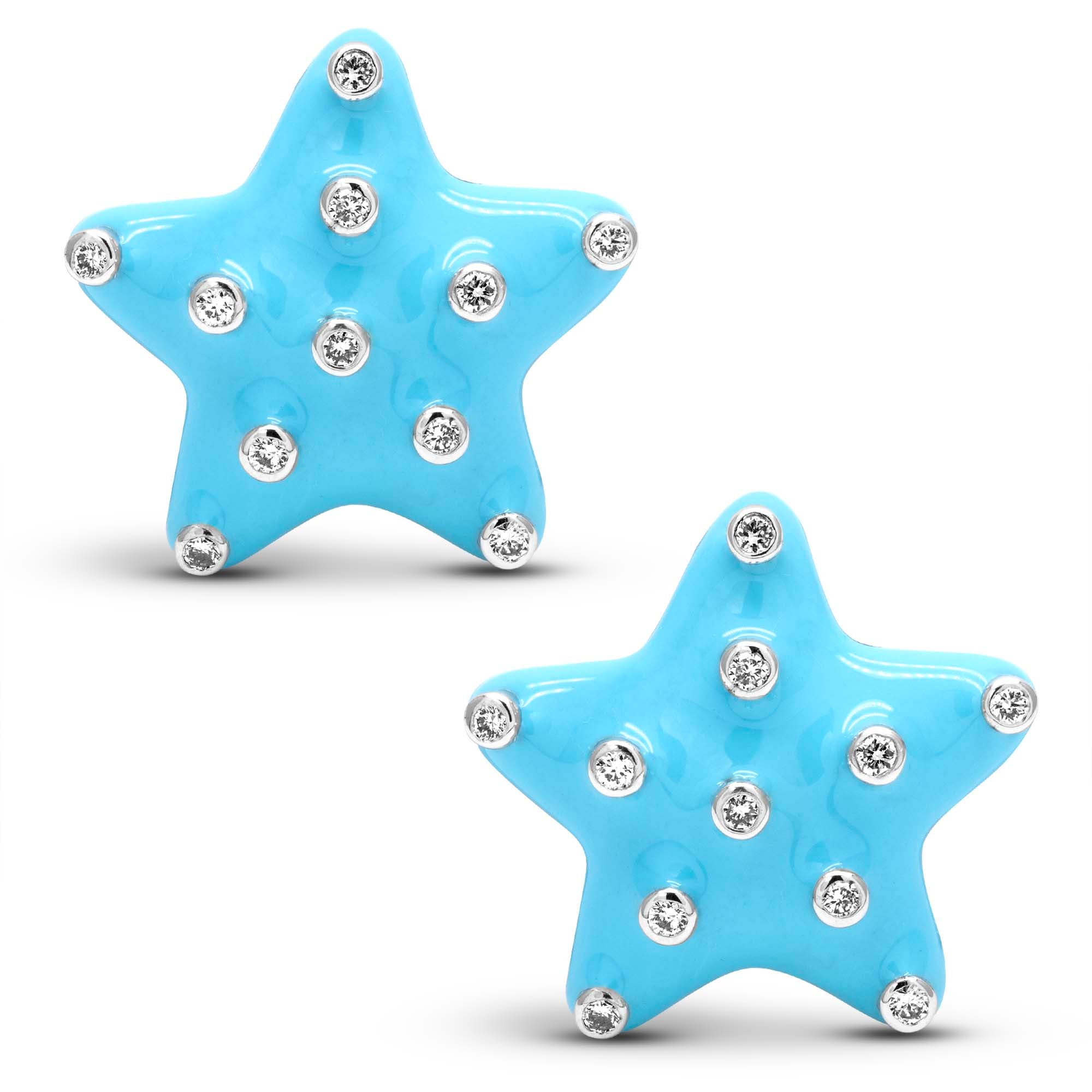 Earrings - Diamond (enamel) In Sterling Silver