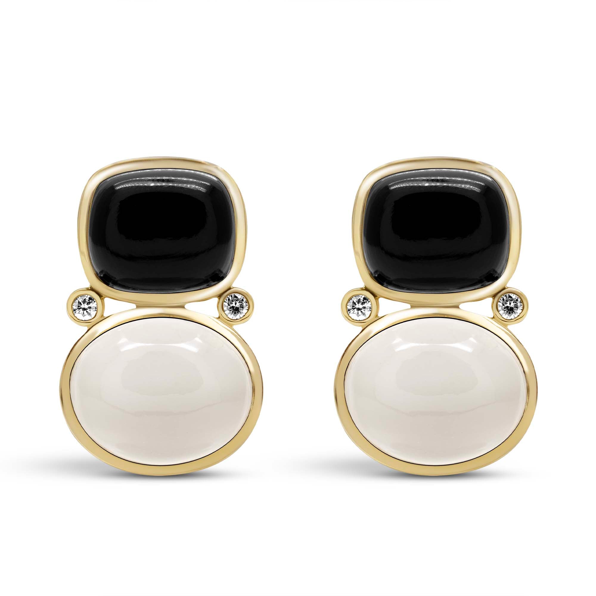 Earrings - Black Onyx, Moonstone And Diamond | Singhvi Jewels