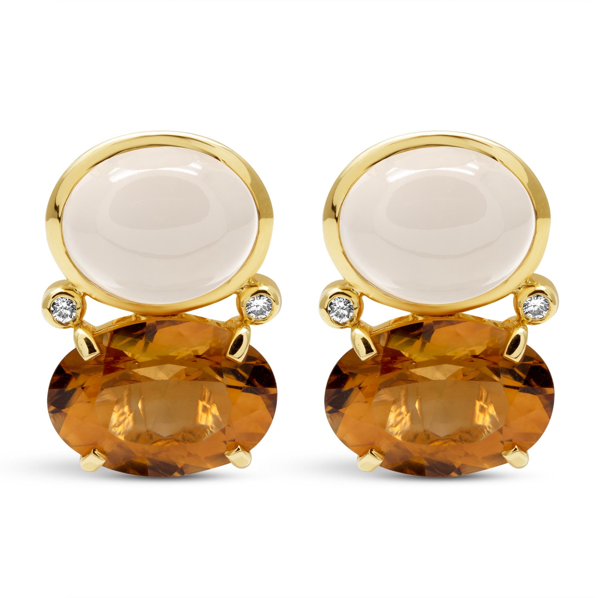 Earrings - Moonstone, Citrine And Diamond | Singhvi Jewels