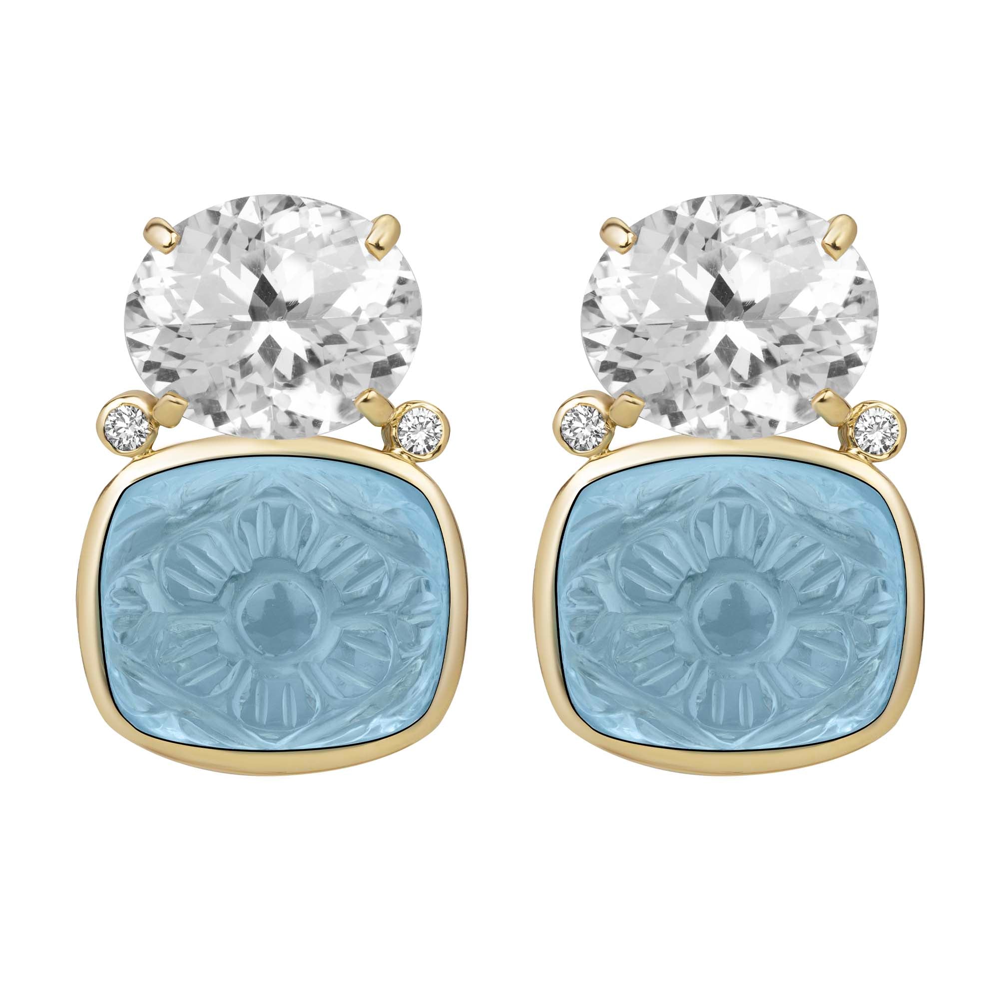 Earrings - Crystal, Blue Topaz And Diamond (2382B) | Singhvi Jewels