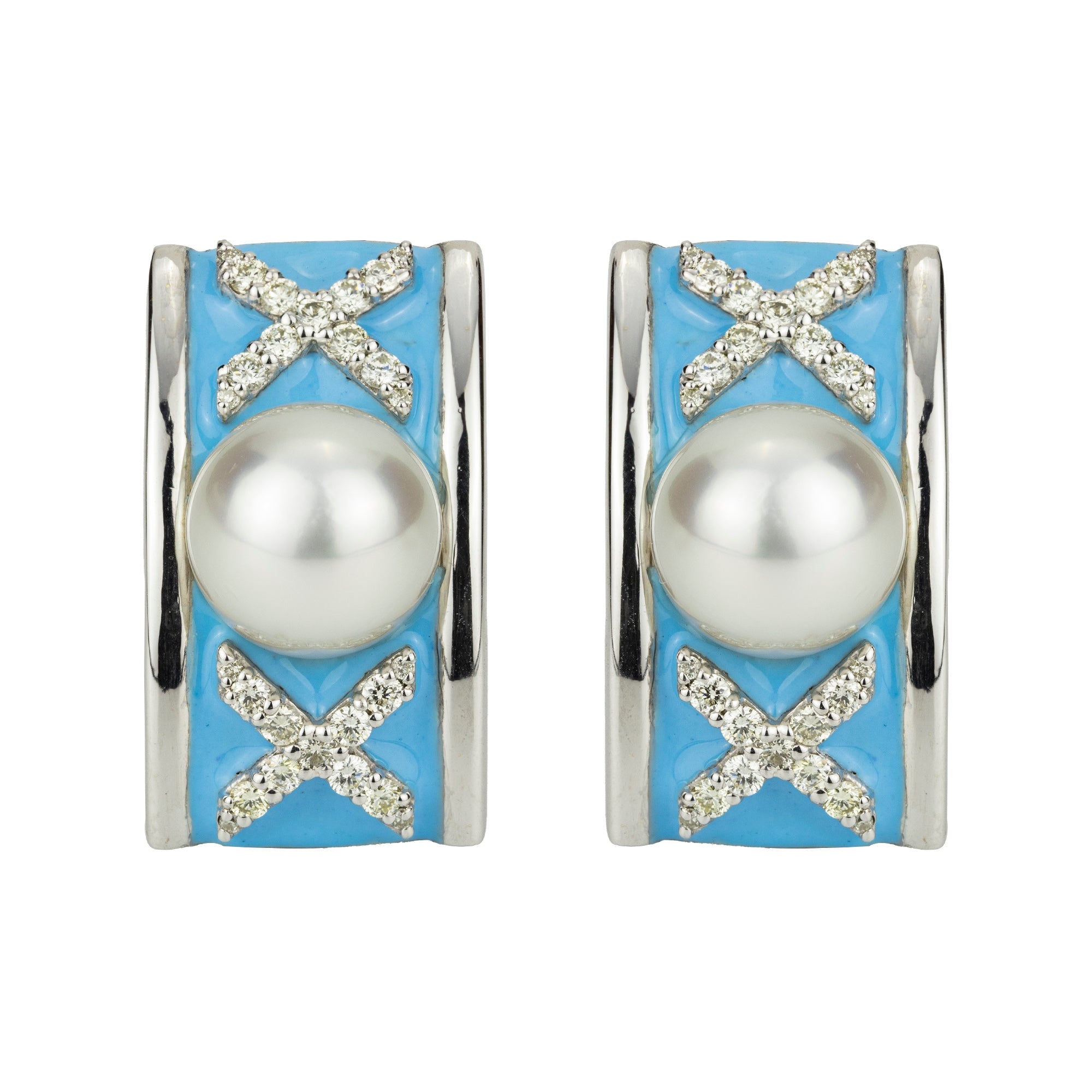 Repair - Earrings - South Sea Pearl And Diamond (enamel) (299DS) | Singhvi Jewels