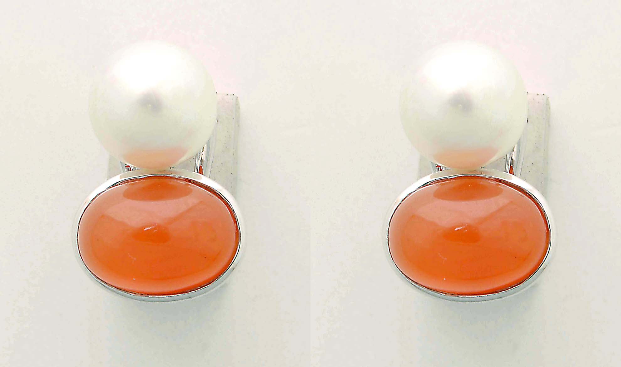 Repair - Earrings - Cornellian and South Sea Pearl in Sterling Silver (60MS) | Singhvi Jewels