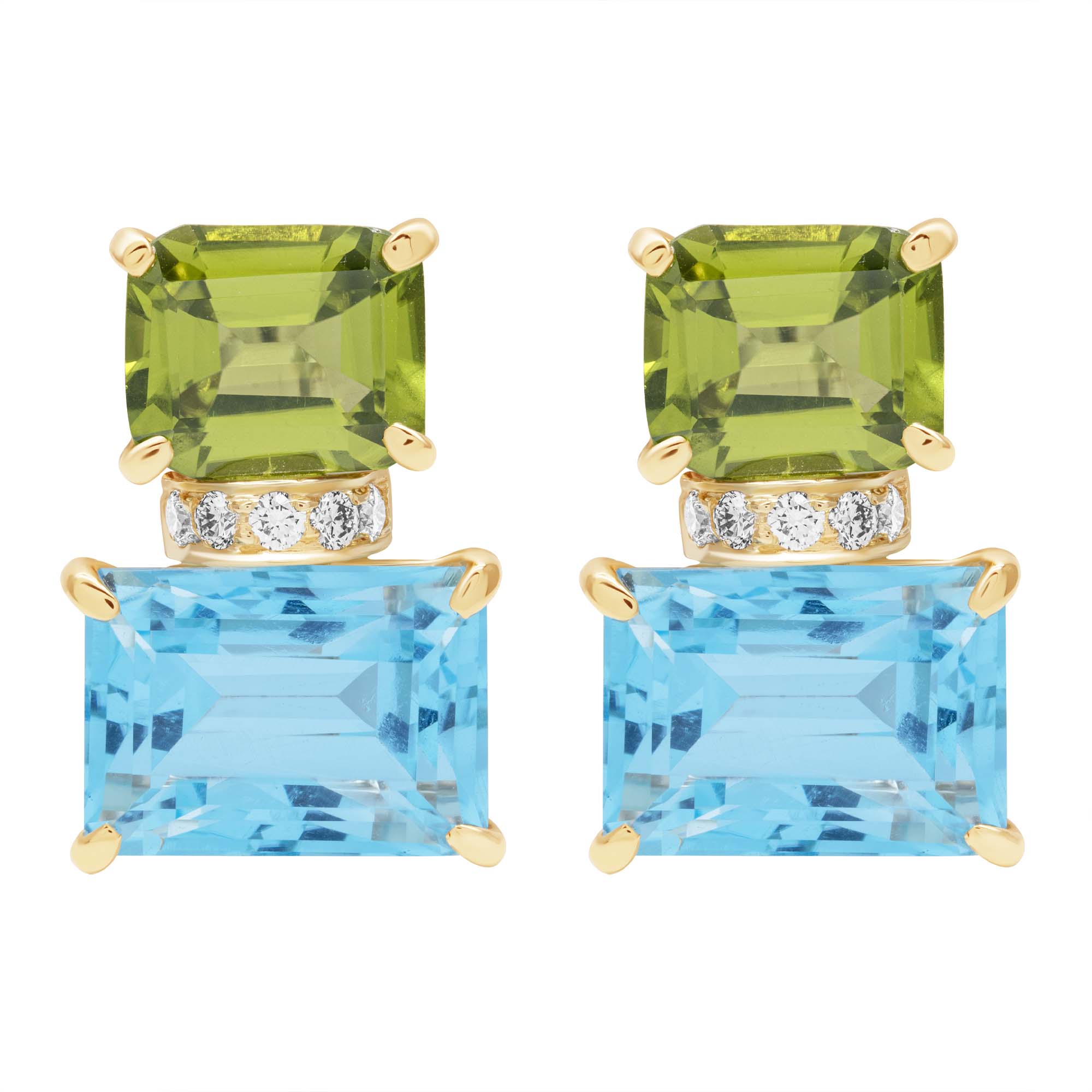 Earrings - Peridot, Blue Topaz And Diamond | Singhvi Jewels