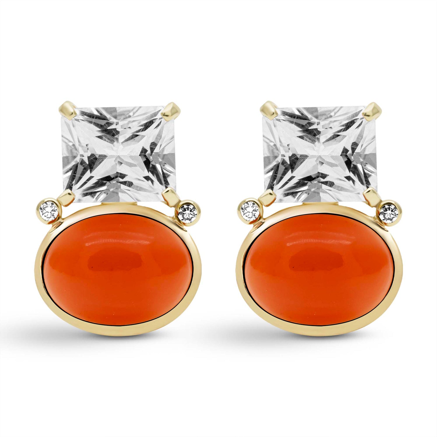 Earrings - Crystal, Cornellian and Diamond | Singhvi Jewels