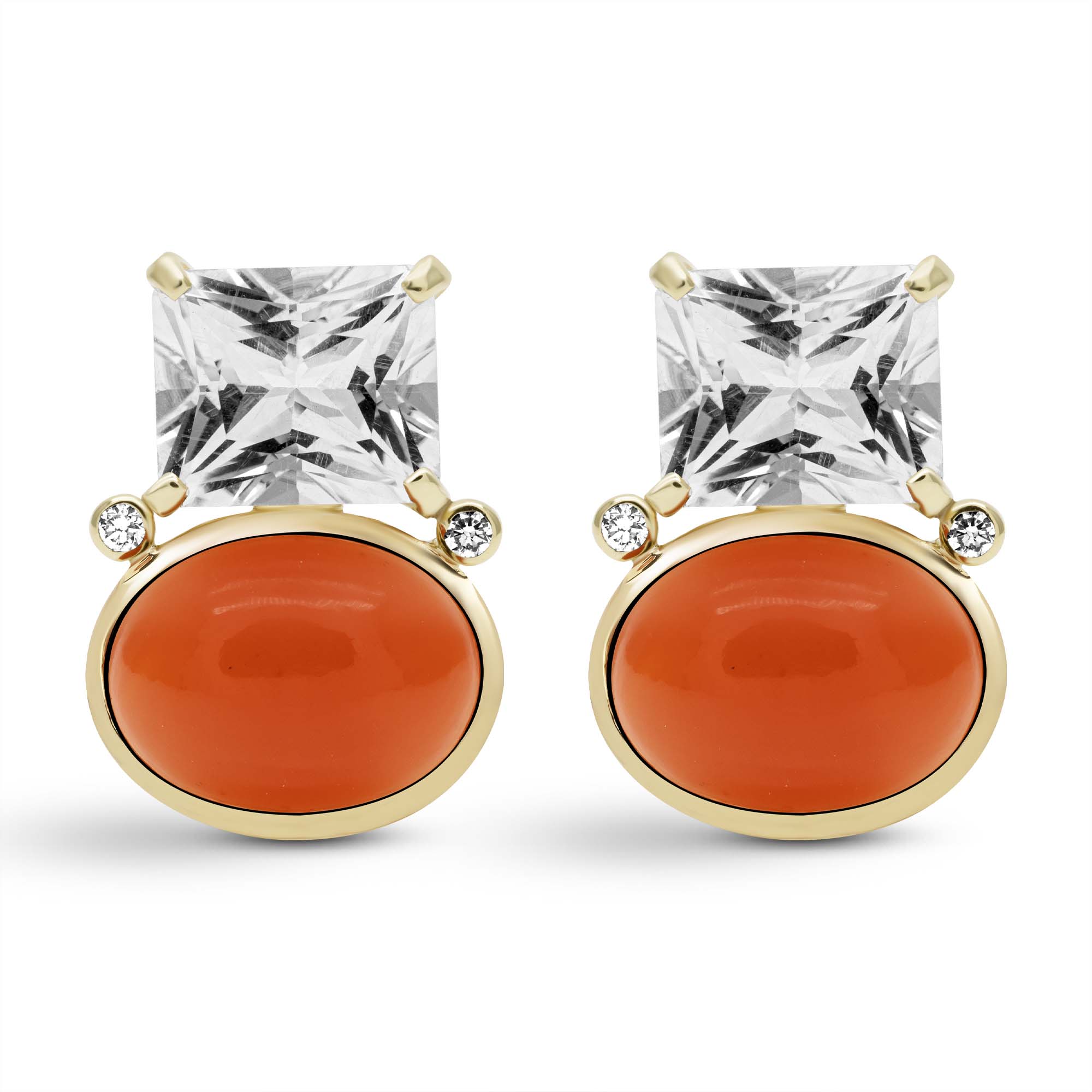 Earrings - Crystal, Cornellian and Diamond | Singhvi Jewels