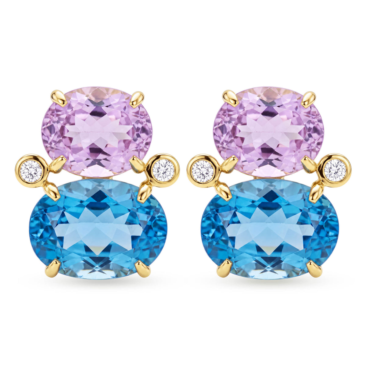 Earrings - Kunzite, Blue Topaz And Diamond | Singhvi Jewels