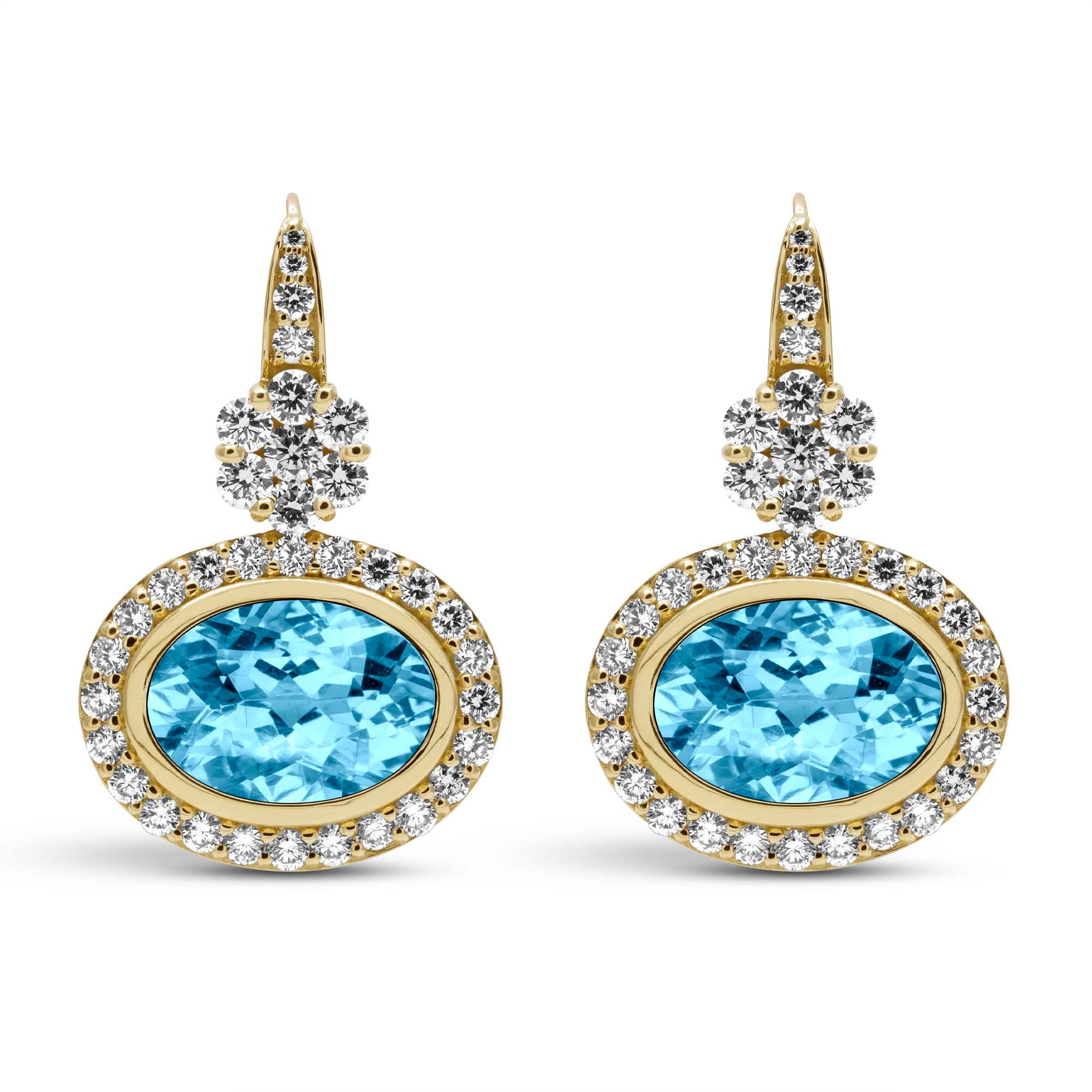 Earrings - Blue Topaz And Diamond In 18K Gold | Singhvi Jewels