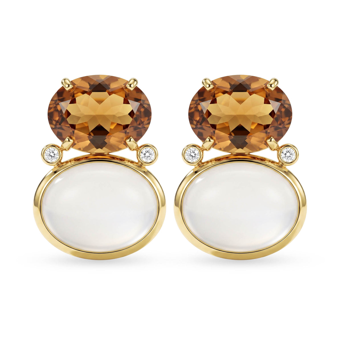 Earrings - Moonstone, Beer Quartz And Diamond | Singhvi Jewels