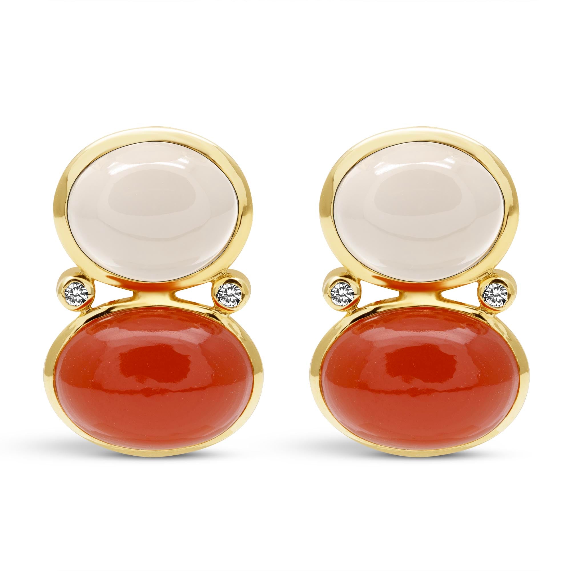 Earrings - Moonstone, Cornelian And Diamond | Singhvi Jewels