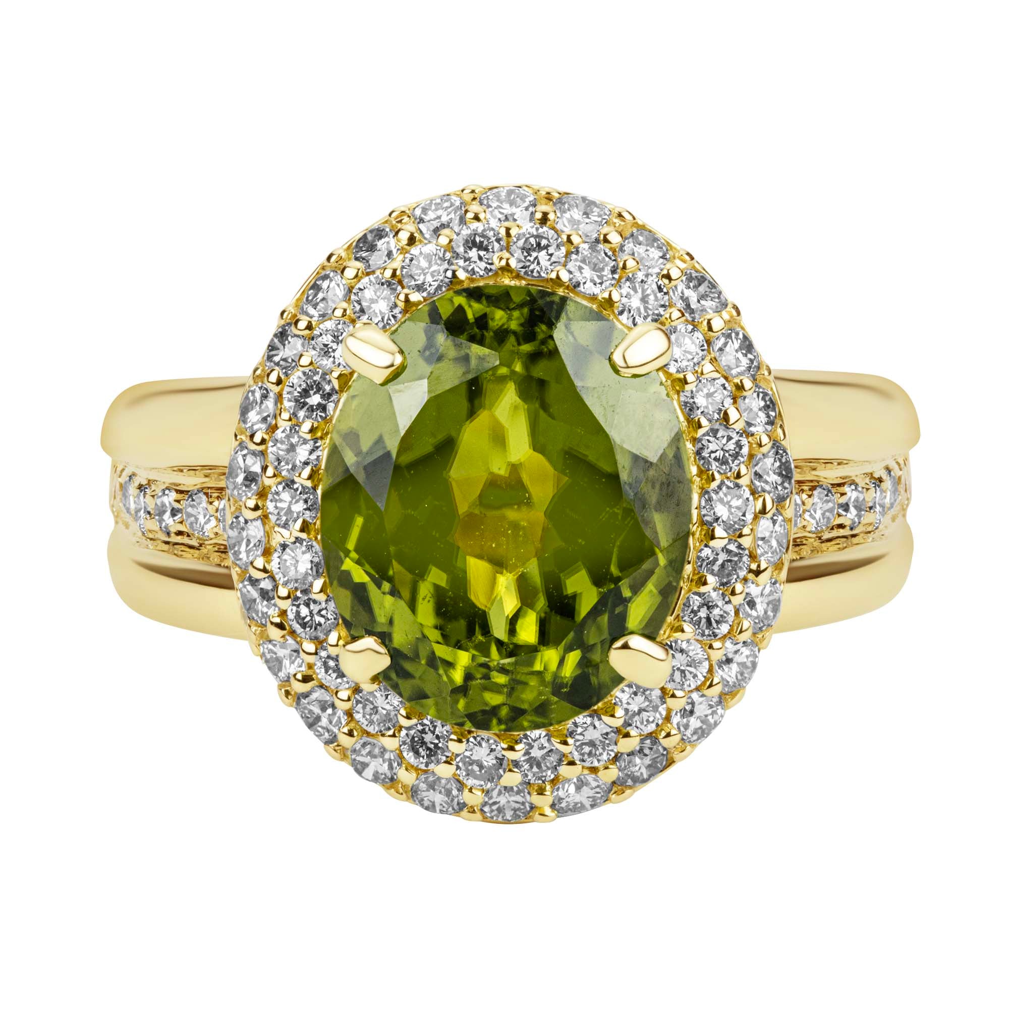 Ring - Peridot And Diamond (2380G) | Singhvi Jewels