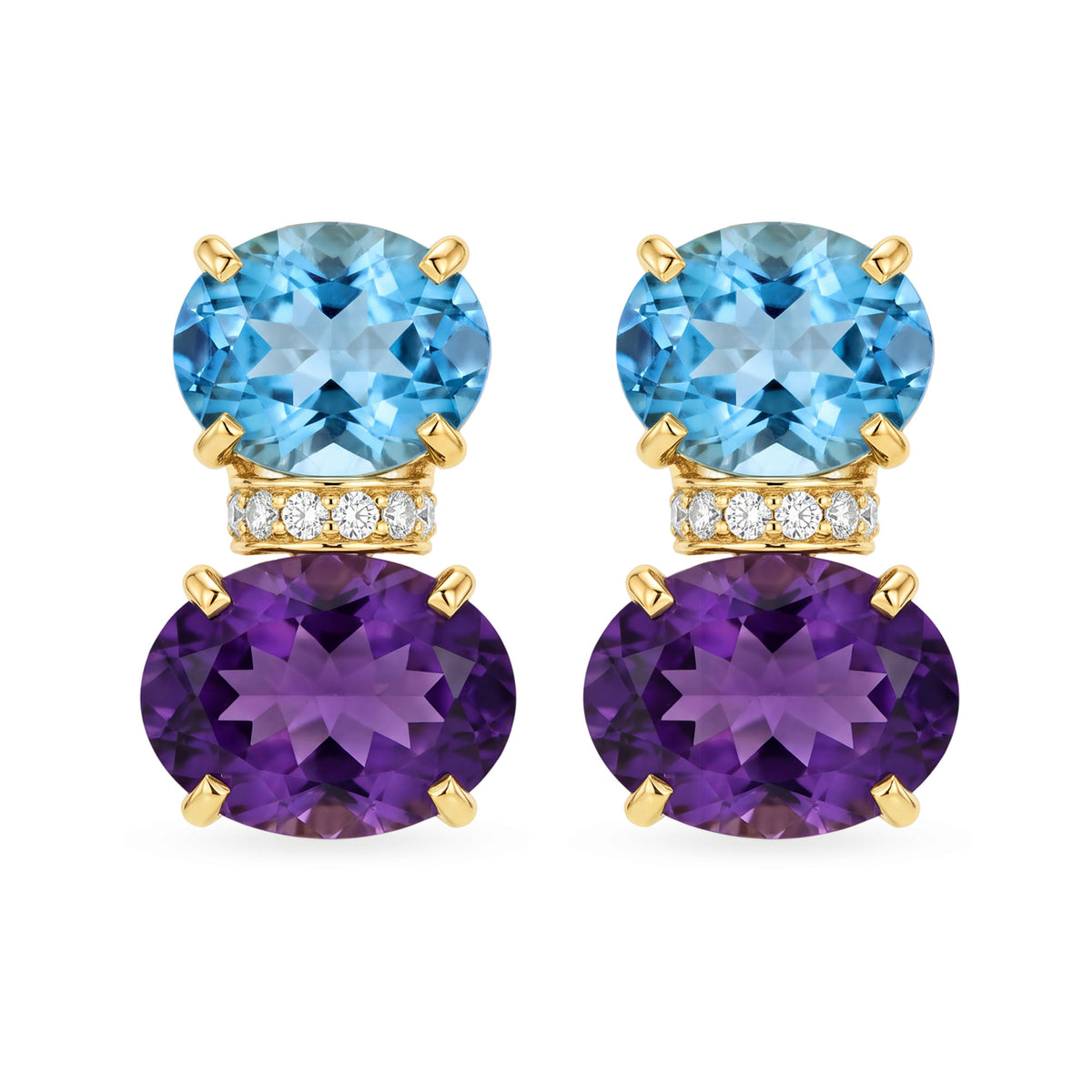 Earrings - Amethyst, Blue Topaz And Diamond | Singhvi Jewels