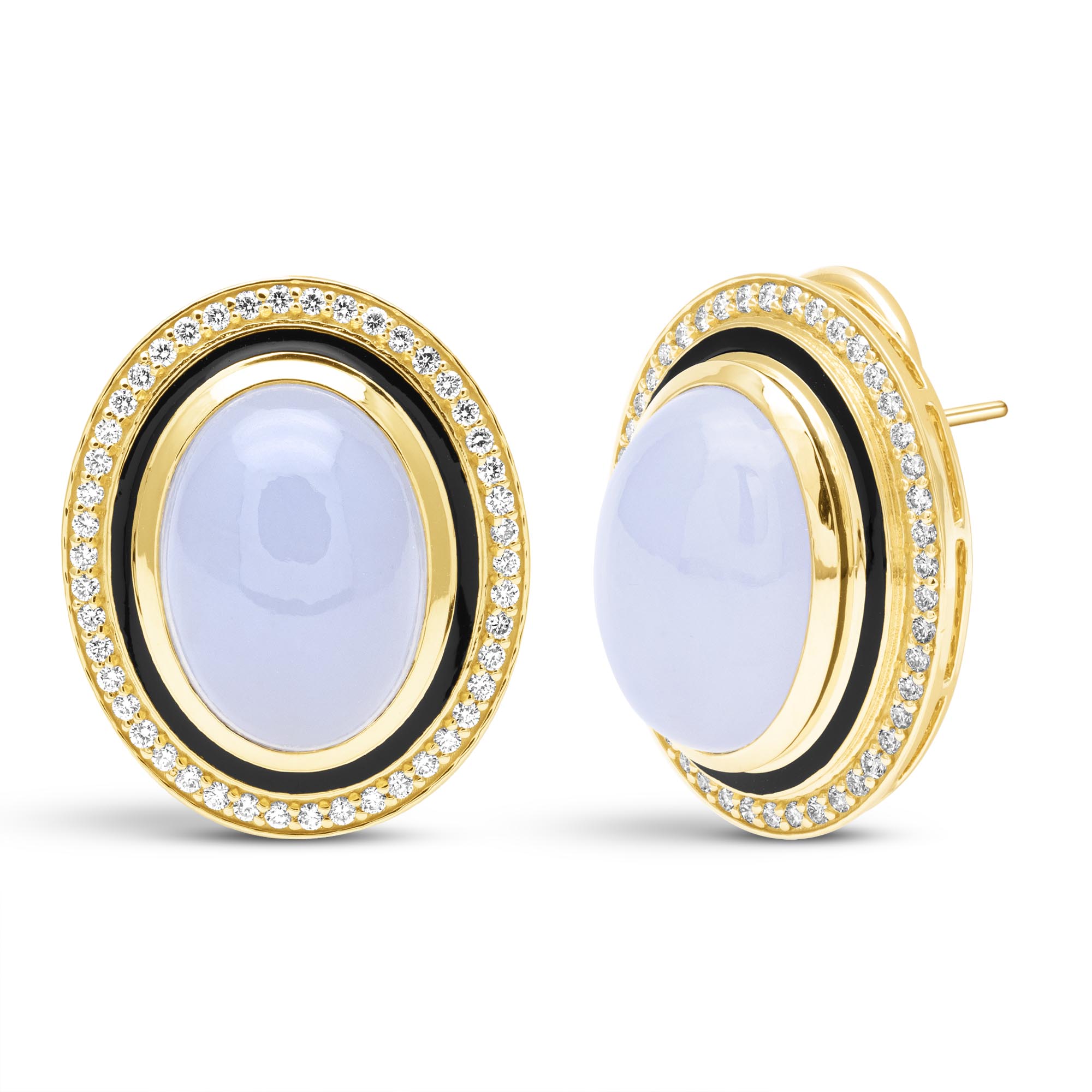 Earrings - Chalcedony And Diamond (Enamel) | Singhvi Jewels