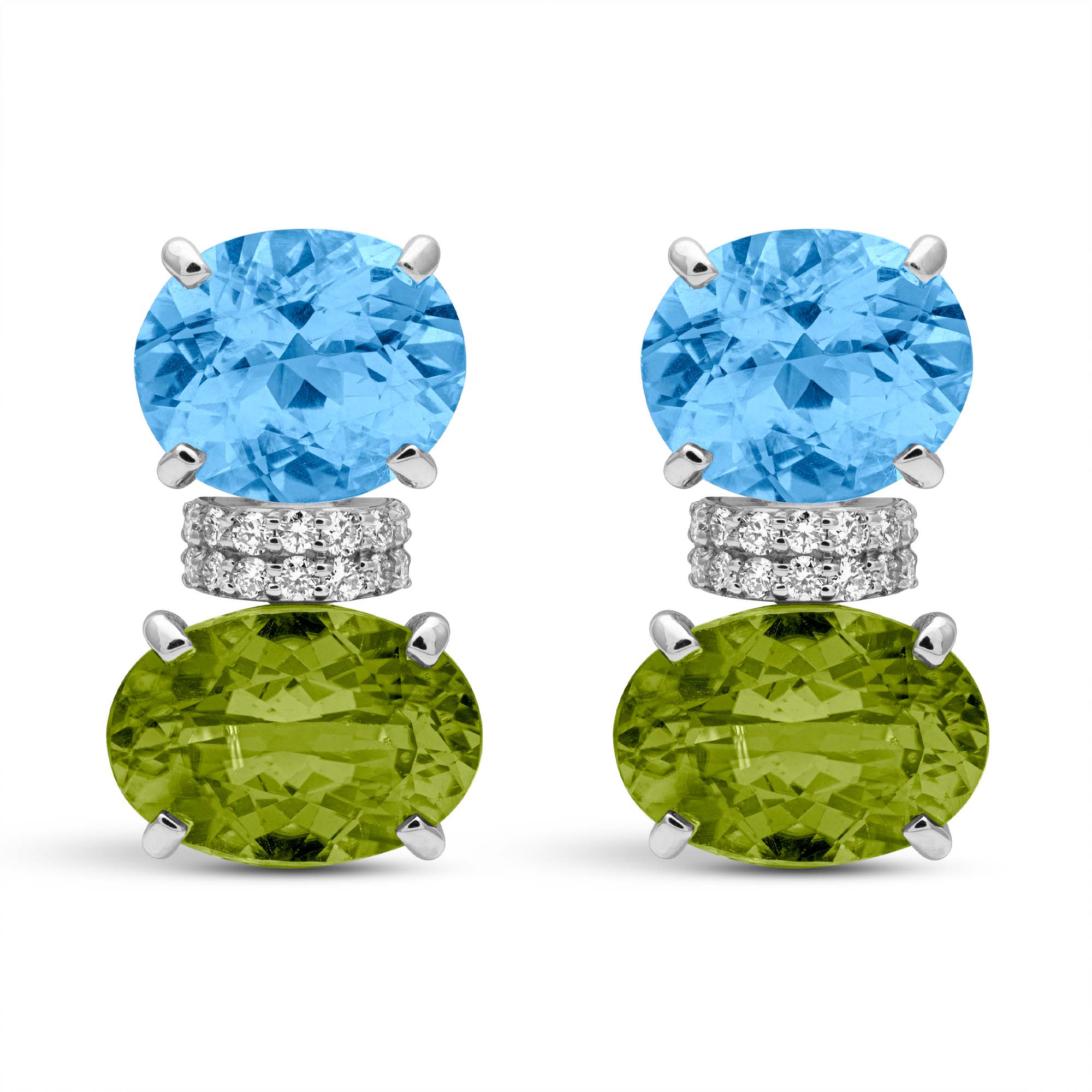 Earrings - Peridot, Blue Topaz And Diamond | Singhvi Jewels