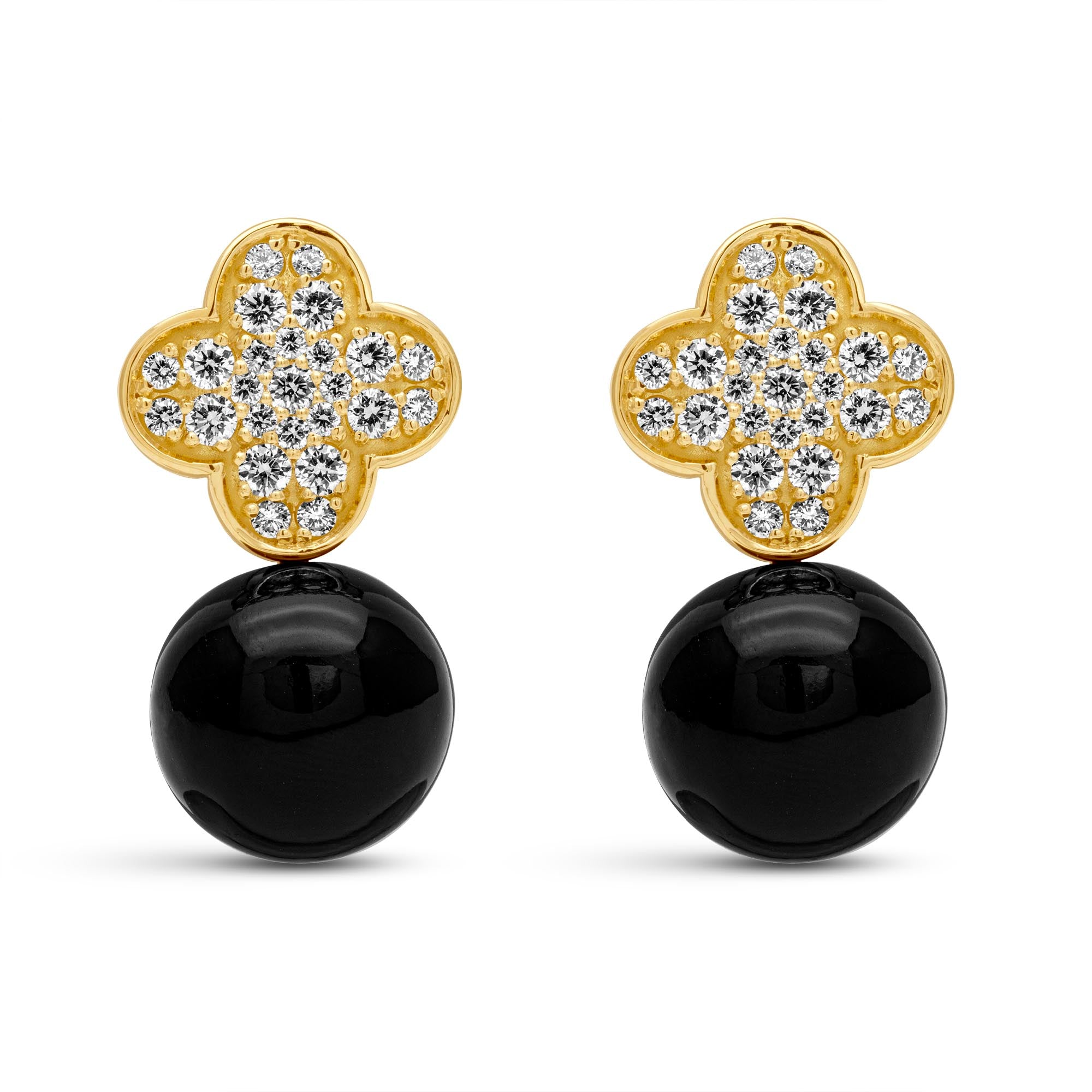 Earrings - Black Onyx And Diamond