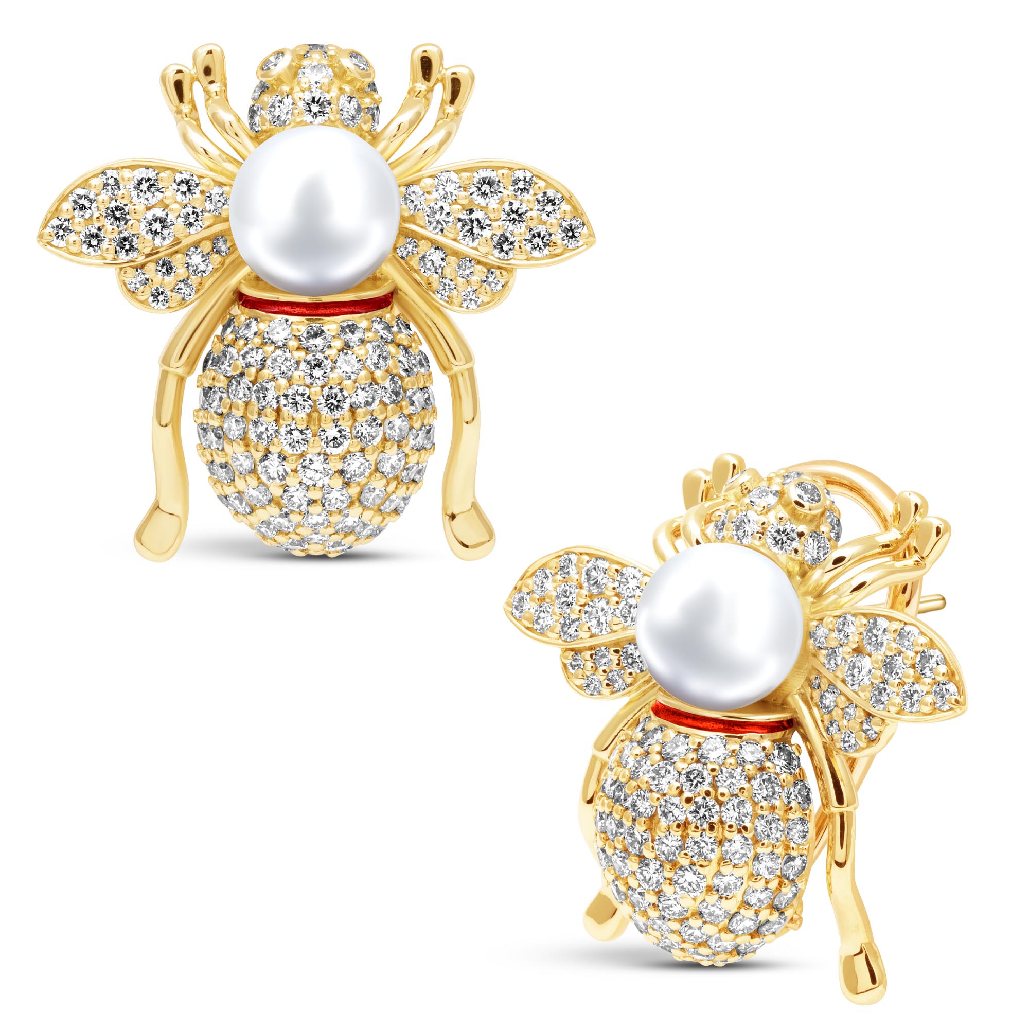 Earrings - South Sea Pearl And Diamond (Enamel) | Singhvi Jewels