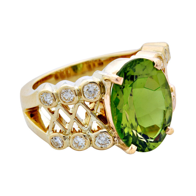Ring- Peridot And Diamond (1860D) | Singhvi Jewels