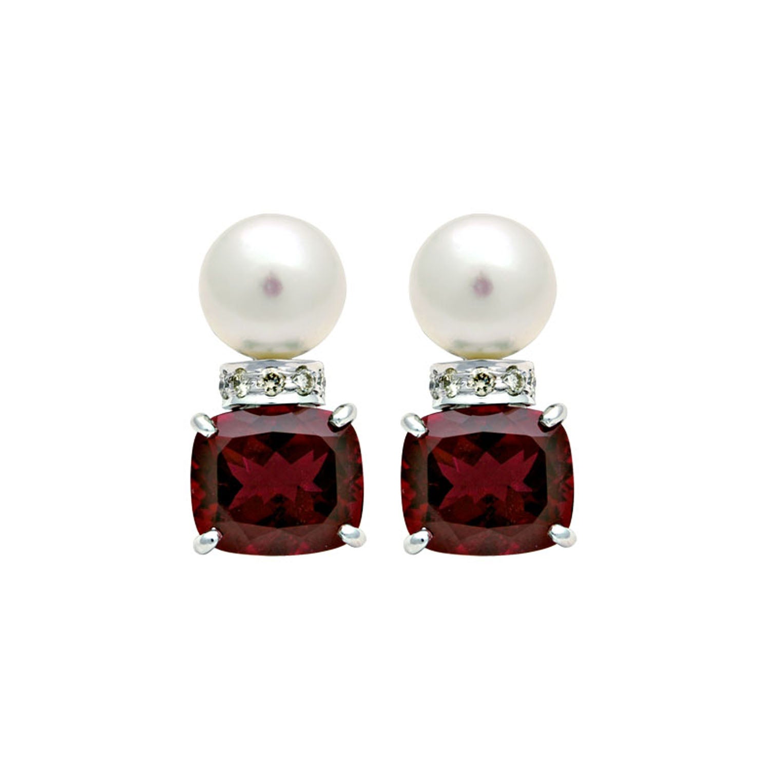 Earrings - Rubellite, South Sea Pearl and Diamond | Singhvi Jewels