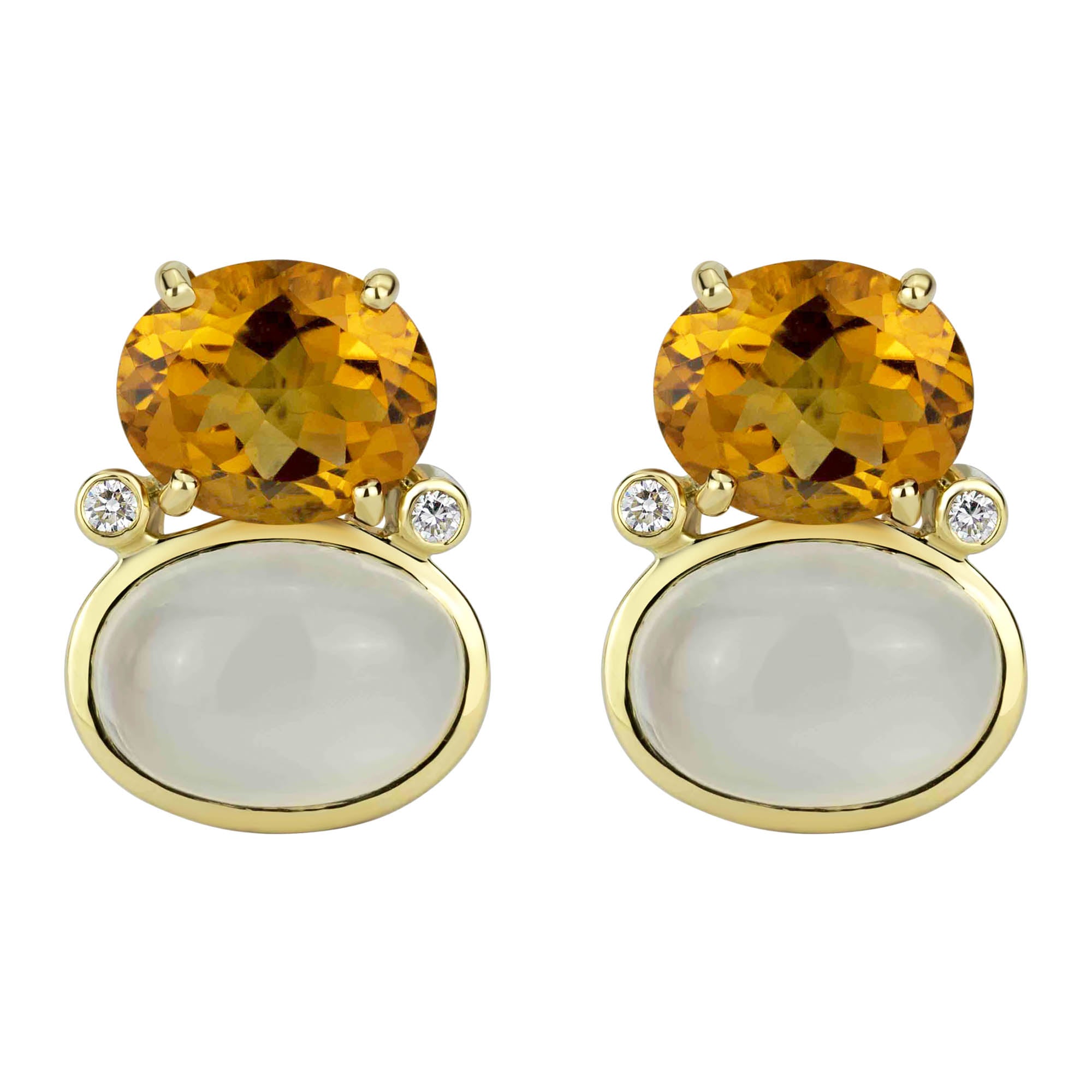 Earrings - Citrine, Moonstone And Diamond (2309B) | Singhvi Jewels