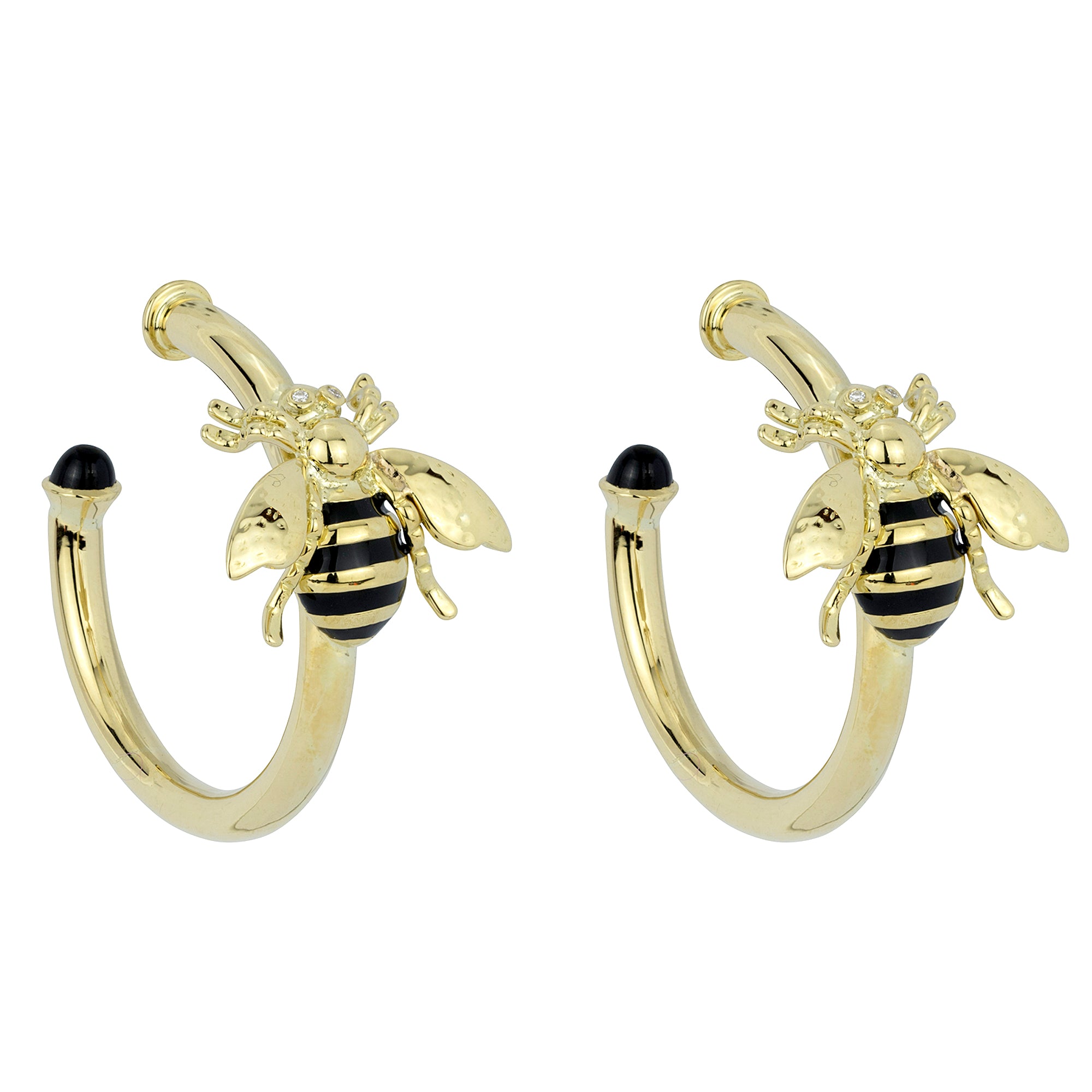 Earrings - Black Onyx & Diamond (Enamel) (2263D) | Singhvi Jewels