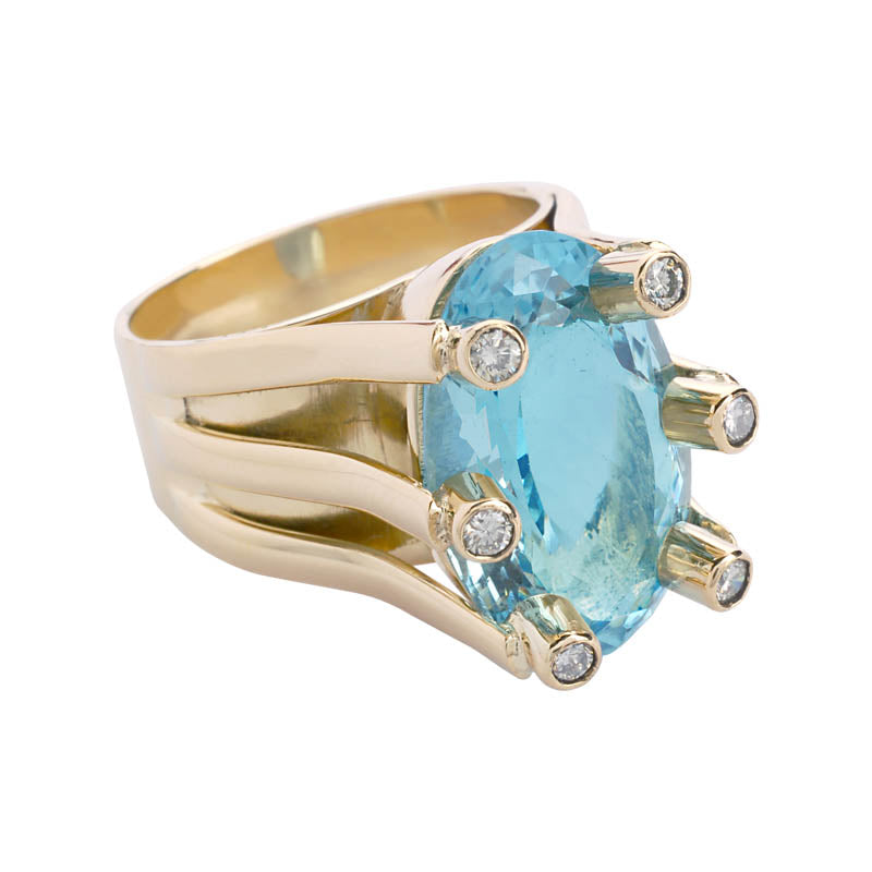 Ring- Aquamarine and Diamond (1126H) | Singhvi Jewels