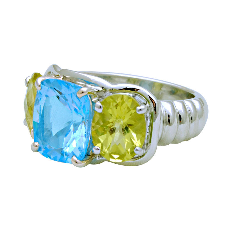 Ring-Blue Topaz and Lemon Quartz | Singhvi Jewels