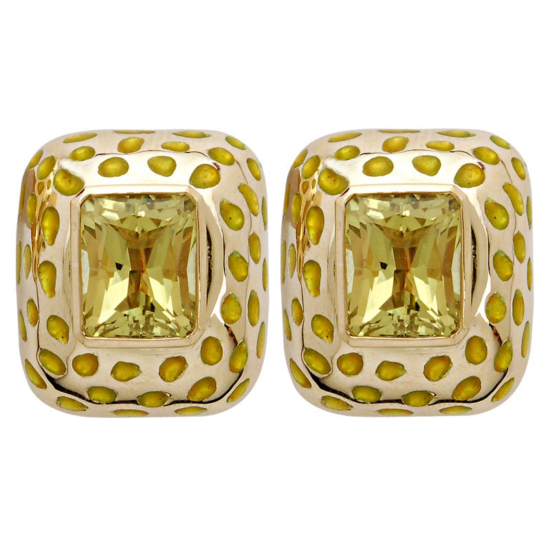 Earrings-Lemon Quartz (Enamel) | Singhvi Jewels