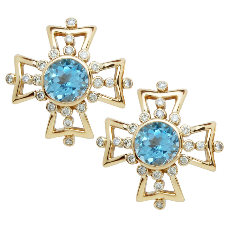 Earrings-Blue Topaz and Diamond | Singhvi Jewels
