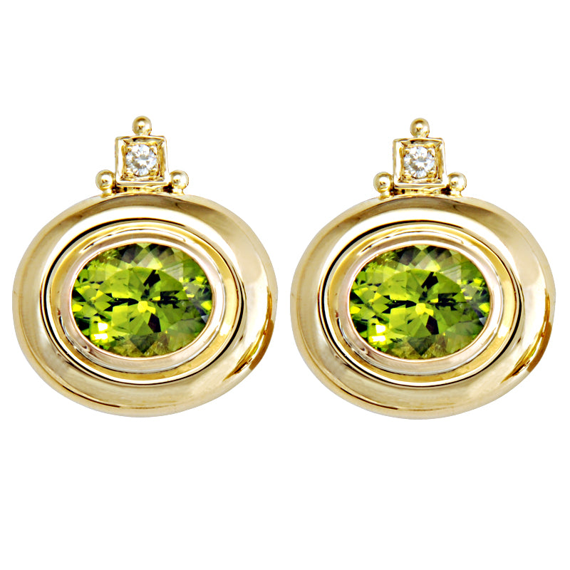 Earrings-Peridot and Diamond | Singhvi Jewels