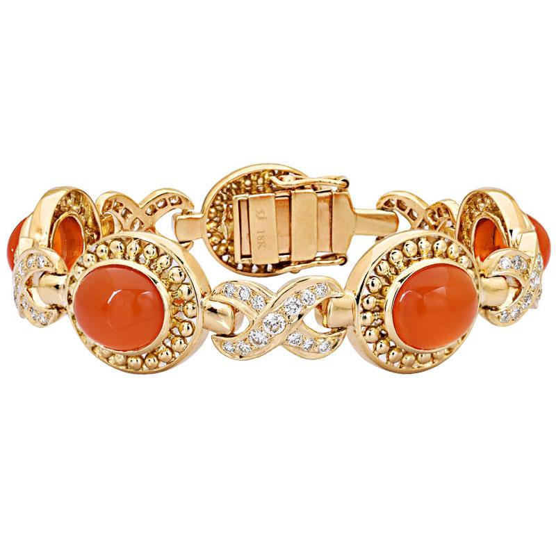 Bracelet-Cornelian and Diamond (1450E) | Singhvi Jewels