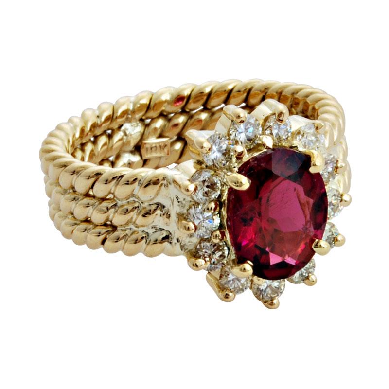 Ring-Rubellite and Diamond (1469H) | Singhvi Jewels