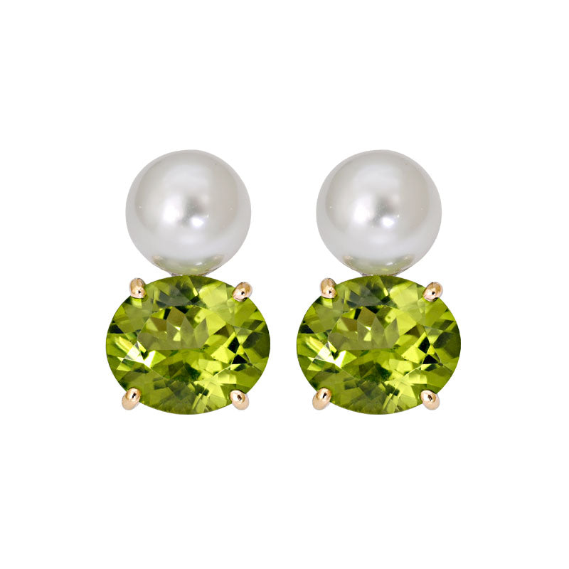 Earrings- Peridot and South Sea Pearl | Singhvi Jewels