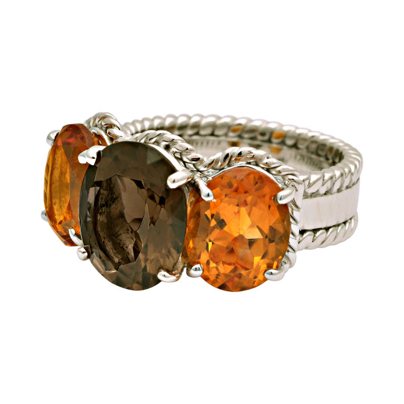 Ring - Smokey Quartz and Citrine | Singhvi Jewels