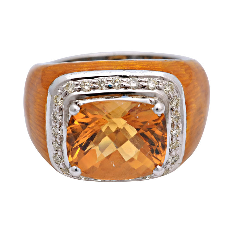 Ring-Citrine and Diamond (Enamel) | Singhvi Jewels
