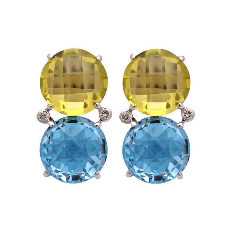 Earrings-Lemon Quartz, Blue Topaz and Diamond | Singhvi Jewels