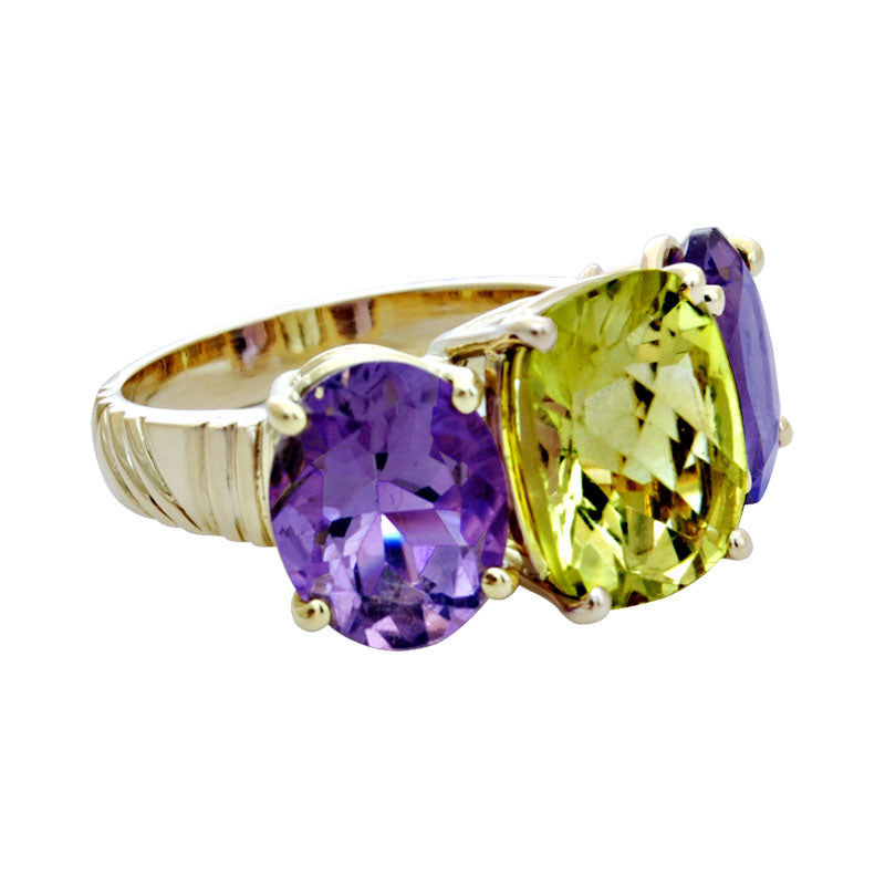 Ring - Amethyst and Lemon Quartz | Singhvi Jewels