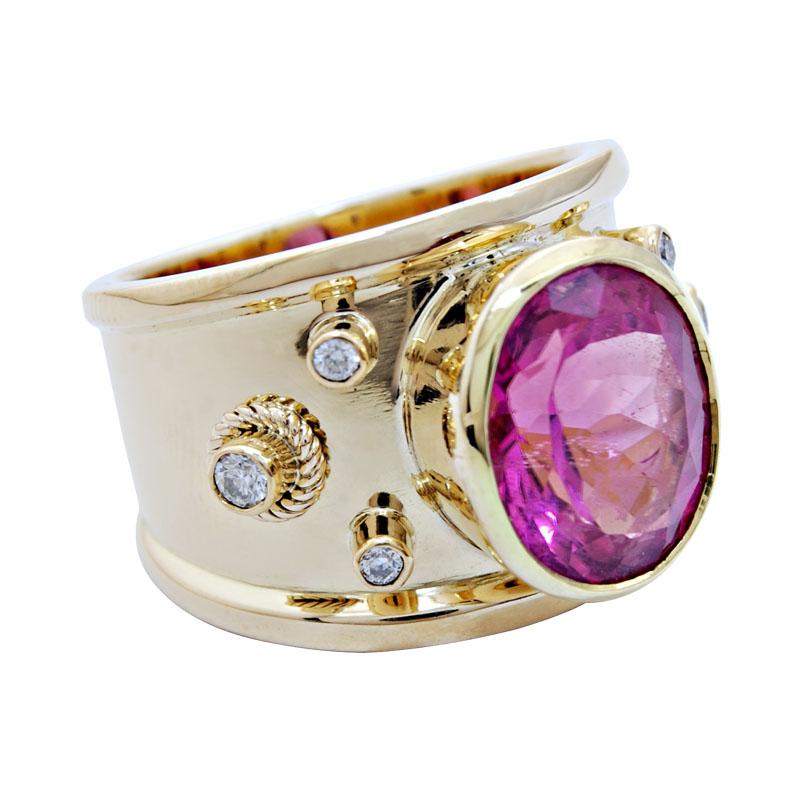 Ring-Rubellite and Diamond (1745T) | Singhvi Jewels