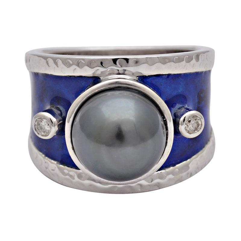 Ring-South Sea Pearl and Diamond (Enamel) (177GS) | Singhvi Jewels