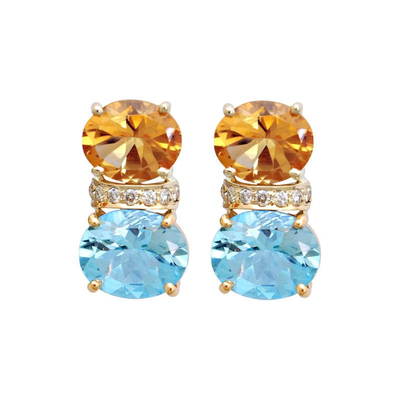 Earrings-Blue Topaz, Citrine and Diamond (1784E) | Singhvi Jewels