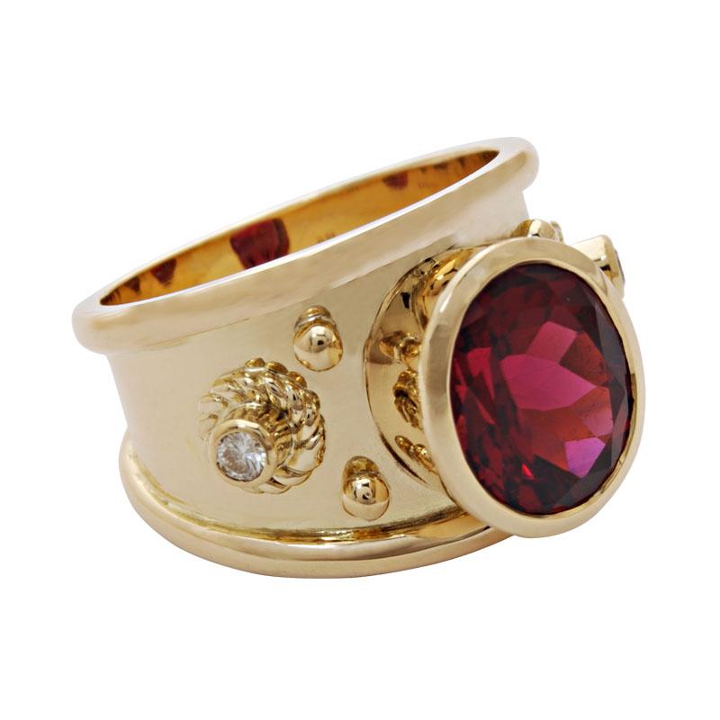 Ring-Rubellite and Diamond (1790N) | Singhvi Jewels