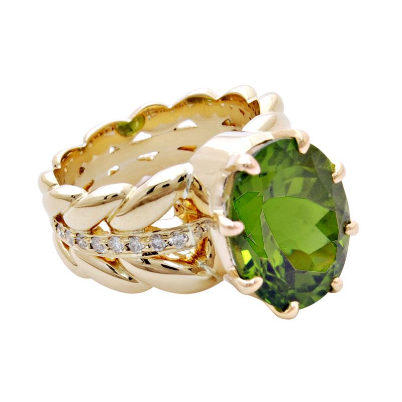 Ring-Peridot and Diamond (1795I) | Singhvi Jewels
