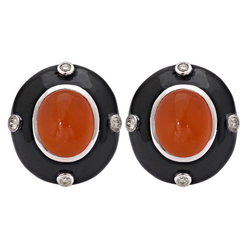 Earrings - Cornelian and Diamond (Enamel) | Singhvi Jewels