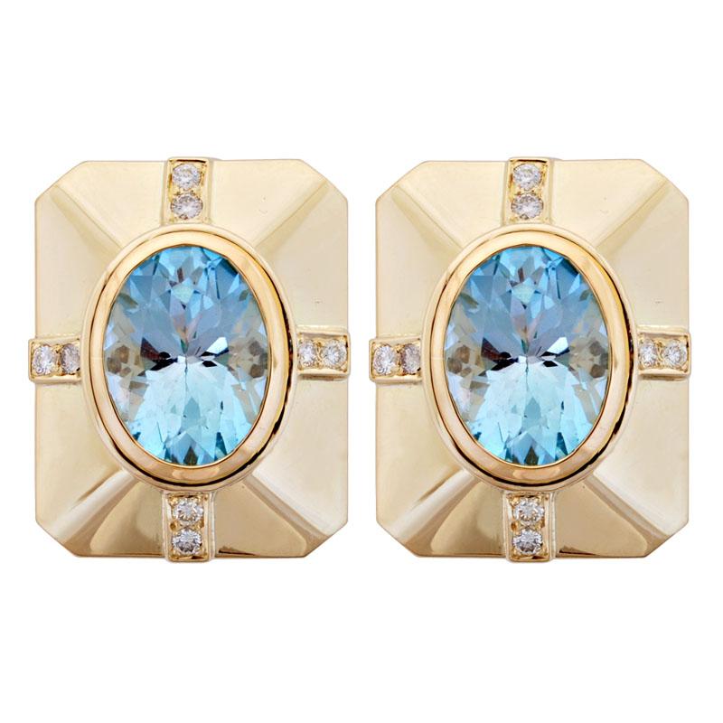 Earrings-Blue Topaz and Diamond (1851J) | Singhvi Jewels