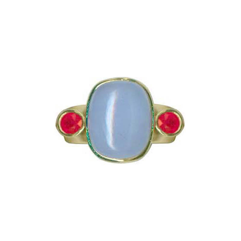 Ring- Chalcedony and Ruby | Singhvi Jewels