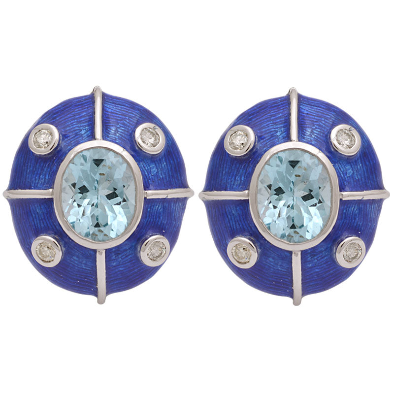 Earrings - Blue Topaz and Diamond (Enamel) | Singhvi Jewels